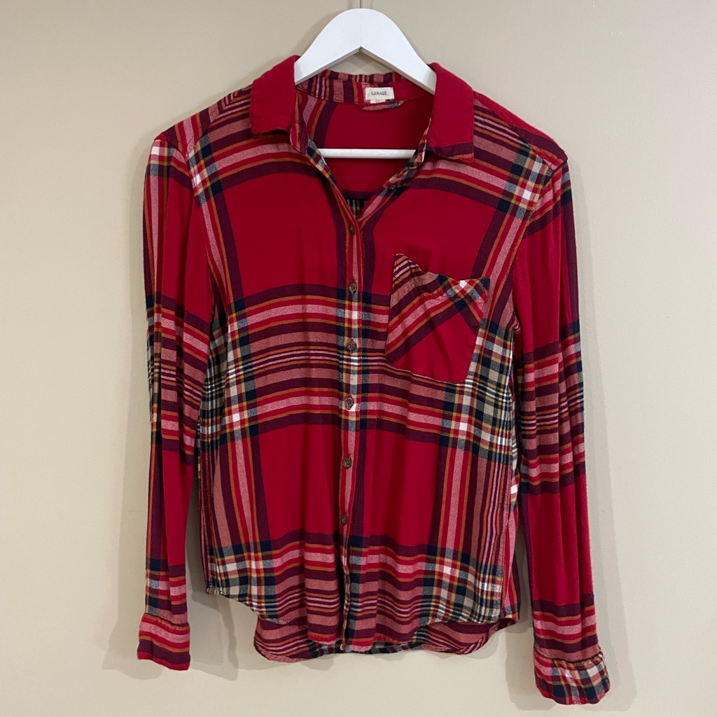 Garage Red And Plaid Shirt